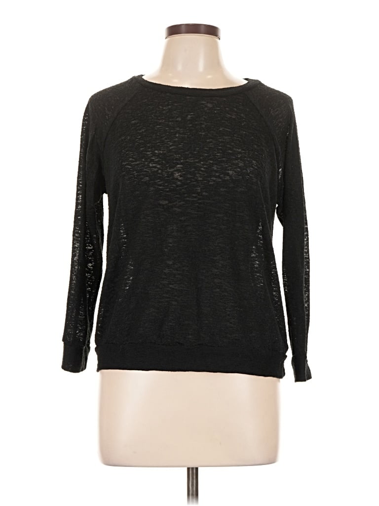 Pre-owned Bobeau Long Sleeve Top Black Boatneck Tops