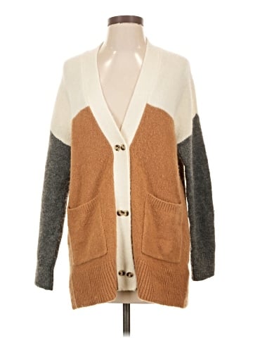 Madewell Allston Double-Button Cardigan Sweater in Colorblock (view 1)