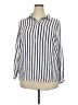 Ellos 100% Rayon Stripes Ivory 3/4 Sleeve Button-Down Shirt Size 18 - photo 1