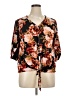 J.t.b. Floral Black 3/4 Sleeve Blouse Size XL - photo 1
