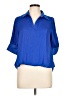 Naked Zebra 100% Polyester Blue Short Sleeve Blouse Size L - photo 1