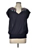 Buttons 100% Polyester Blue Short Sleeve Blouse Size L - photo 1