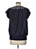 Buttons 100% Polyester Blue Short Sleeve Blouse Size L - photo 2