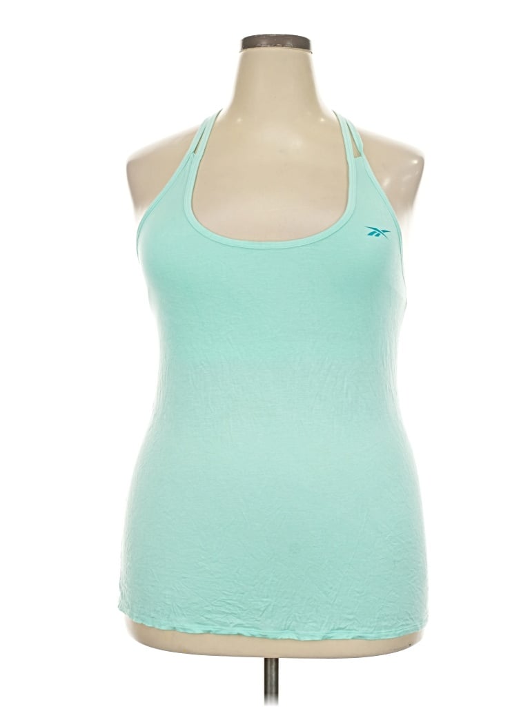 Pre-owned Reebok Tank Top Teal Halter Neckline Tops