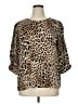 Worthington Animal Print Brown 3/4 Sleeve Blouse Size XL - photo 1