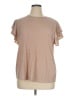 Adrianna Papell Tan Short Sleeve Blouse Size XL - photo 1