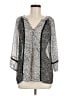 Milano 100% Polyester Silver 3/4 Sleeve Blouse Size M - photo 1