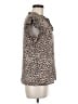 Chenault 100% Polyester Animal Print Brown Short Sleeve Blouse Size M - photo 4