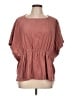 Glam 100% Polyester Brown Short Sleeve Blouse Size L - photo 1