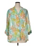 Cathy Daniels 100% Polyester Tropical Teal 3/4 Sleeve Blouse Size 1X - photo 1