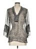 Cache 100% Polyester Silver 3/4 Sleeve Blouse Size L - photo 1