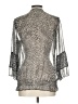 Cache 100% Polyester Silver 3/4 Sleeve Blouse Size L - photo 2