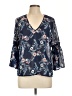 Lily White 100% Polyester Blue 3/4 Sleeve Blouse Size L - photo 1