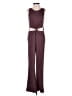 Say What? Stripes Burgundy Jumpsuit Size S - photo 1