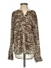 Etcetera 100% Polyester Animal Print Brown Long Sleeve Blouse Size 0 - photo 1