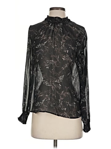 Ecru Long Sleeve Silk Top (view 1)