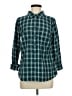St. John's Bay 100% Cotton Plaid Teal Long Sleeve Button-Down Shirt Size M - photo 1
