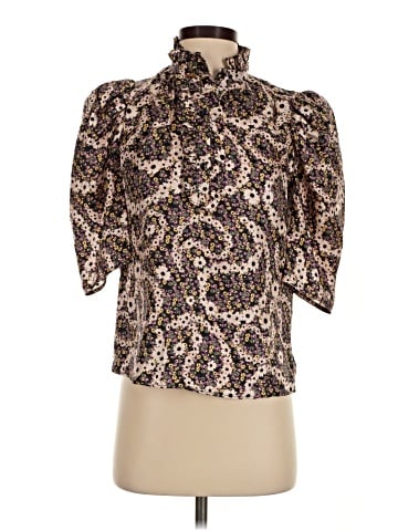 Sandro 3/4 Sleeve Silk Top (view 1)