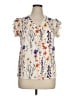 Unbranded Floral Ivory Short Sleeve Blouse Size XL (estimated) - photo 1