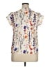 Unbranded Floral Ivory Short Sleeve Blouse Size XL (estimated) - photo 2
