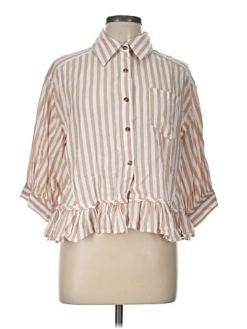Unbranded 3/4 Sleeve Button-Down Shirt (view 1)