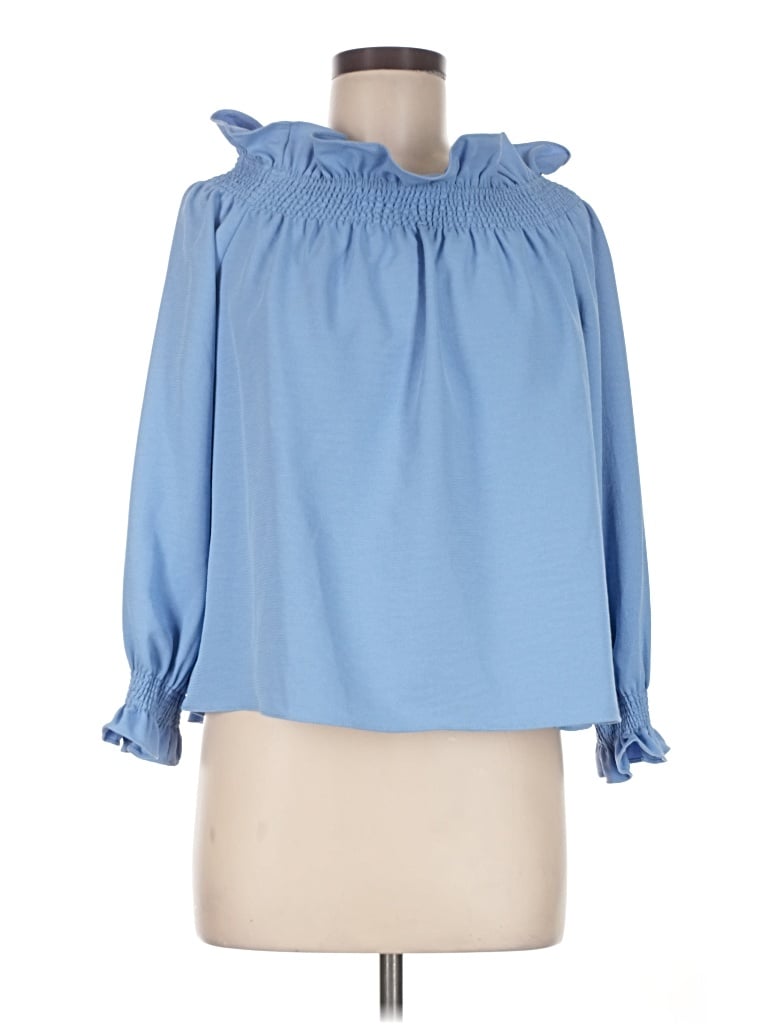 Pre-owned Tuckernuck Long Sleeve Blouse In Blue
