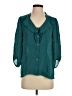 Tibi 100% Silk Teal 3/4 Sleeve Silk Top Size 4 - photo 1