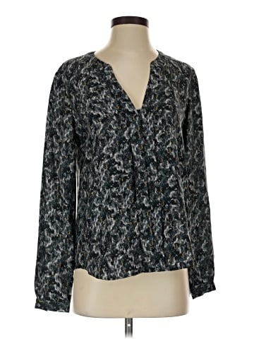 Theory Long Sleeve Silk Top (view 1)