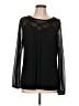 August Silk Black Long Sleeve Blouse Size L - photo 1