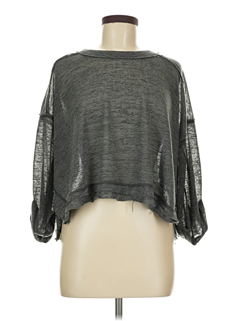 Pre-owned Grade & Gather 3/4 Sleeve T-shirt In Gray