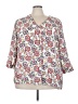 Rose + Olive 100% Polyester Floral White 3/4 Sleeve Blouse Size 3X - photo 1