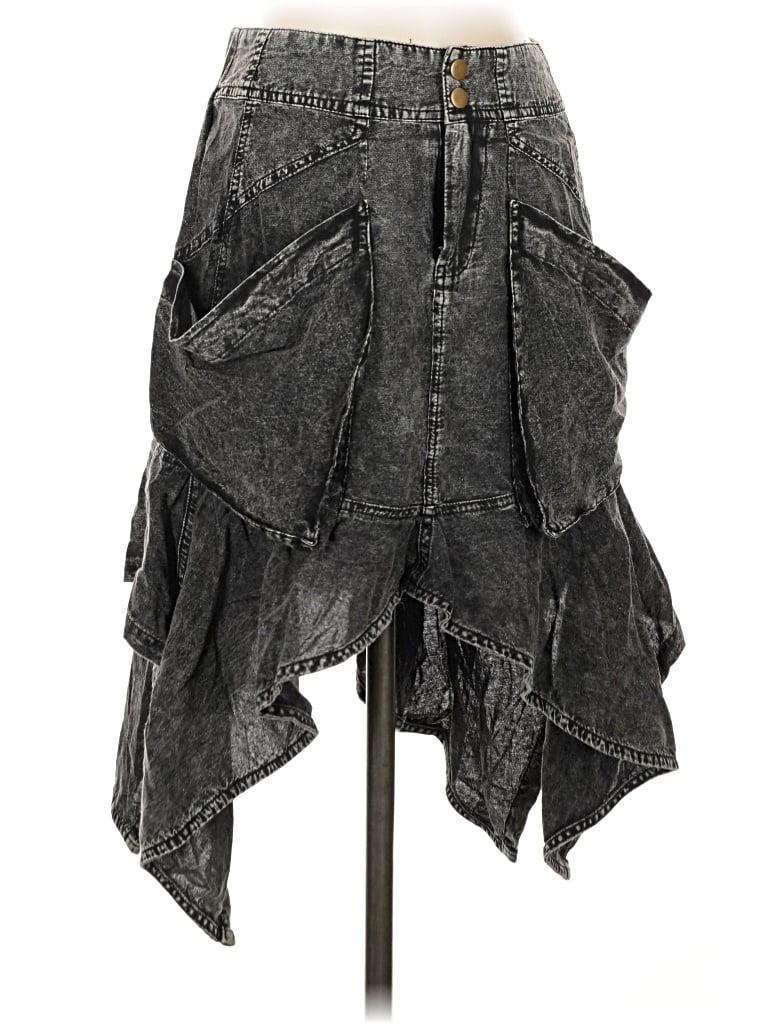 Pre-owned La Miel Denim Skirt In Gray