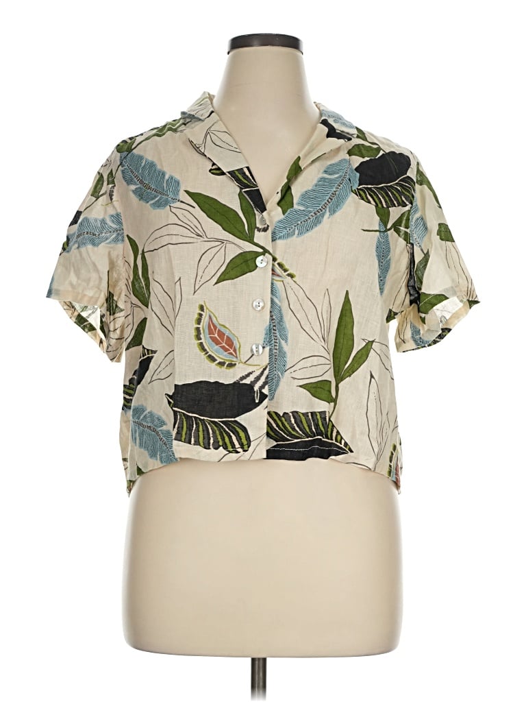 Pre-owned Tahari Short Sleeve Blouse In Ivory