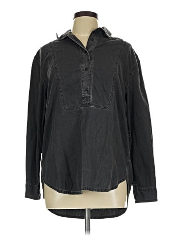 Madewell Denim Long-Sleeve Popover Shirt in Lunar Wash (view 1)