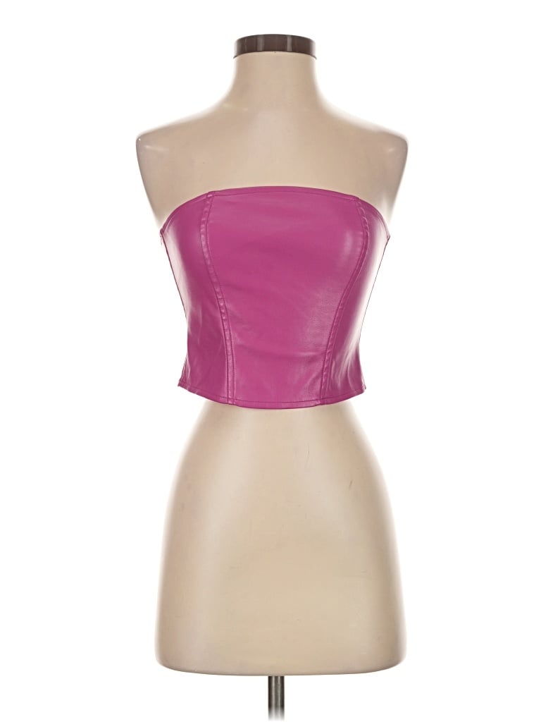 Pre-owned Motel Sleeveless Top Pink Strapless Neckline Tops