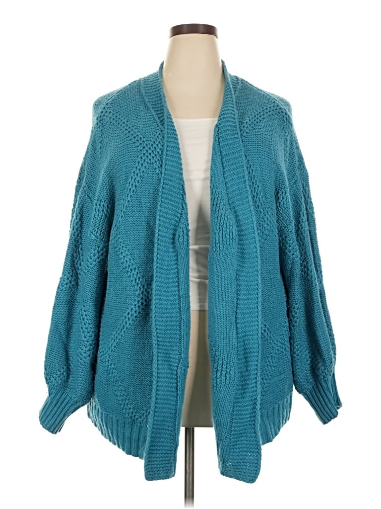 Pre-owned Shein Curve Cardigan Sweater In Teal