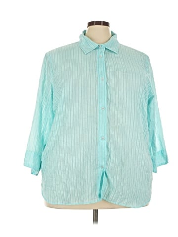 Basic Editions 3/4 Sleeve Button-Down Shirt (view 1)