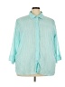 Basic Editions Teal 3/4 Sleeve Button-Down Shirt Size 3X - photo 1