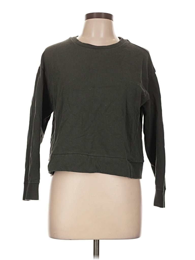 Pre-owned Cuyana Long Sleeve Top Green Crew Neck Tops