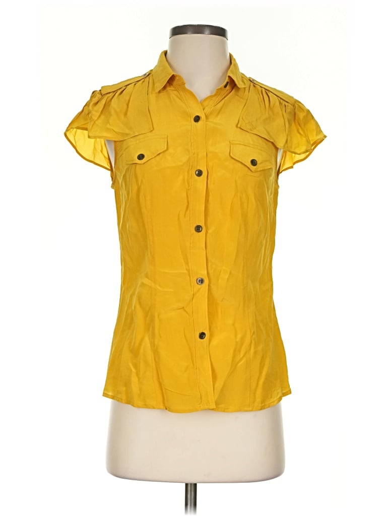 Pre-owned Maeve Short Sleeve Blouse In Yellow
