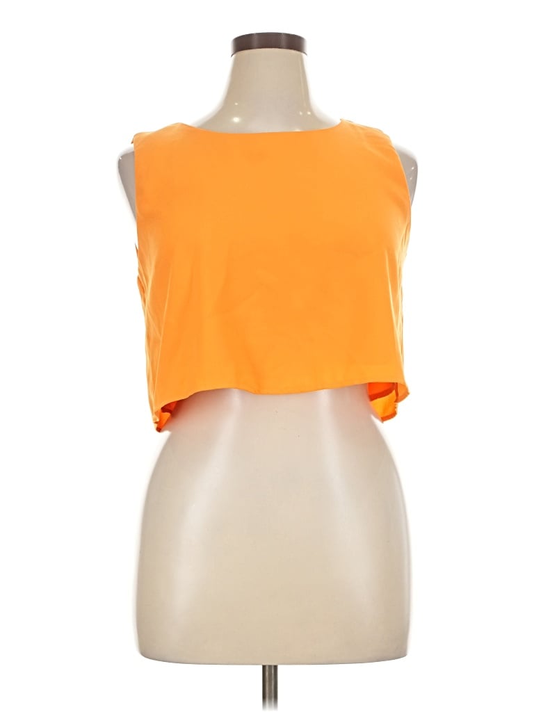 Pre-owned Fore Sleeveless Top Orange Halter Neckline Tops