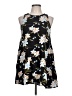 Forever 100% Rayon Print Black Casual Dress Size L - photo 1