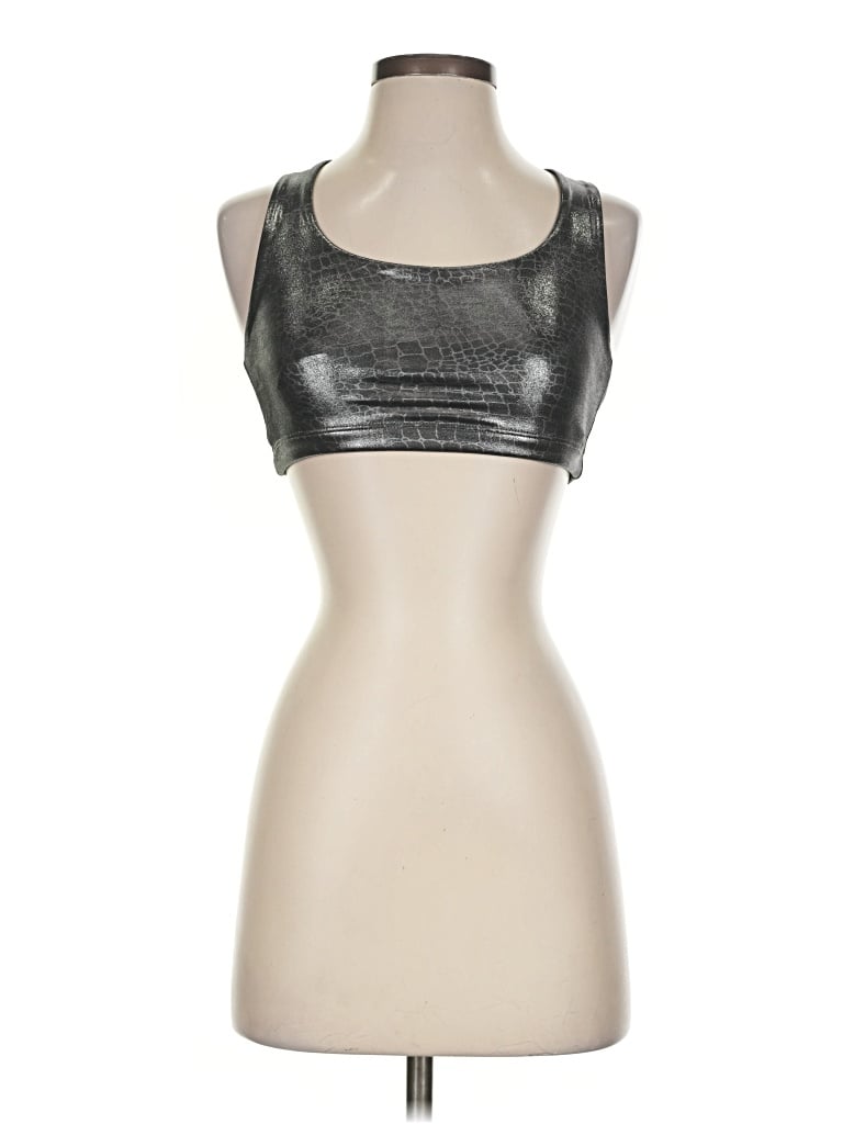 Pre-owned Onzie Tank Top Silver Strapless Neckline Tops