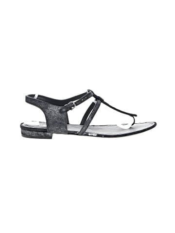 Chanel Leather and Pony Hair CC T-Strap Thong Sandals (view 1)