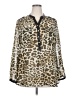 NY Collection 100% Polyester Animal Print Brown Long Sleeve Blouse Size 2X - photo 1