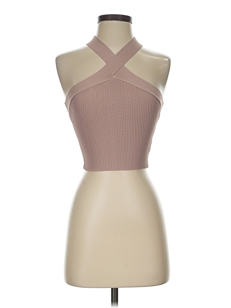 Pre-owned Assorted Brands Tank Top Tan Halter Neckline Tops