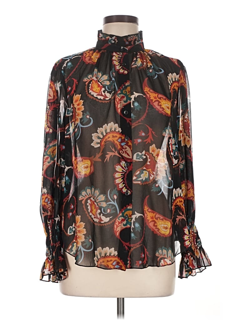Pre-owned Chico's Long Sleeve Blouse In Black