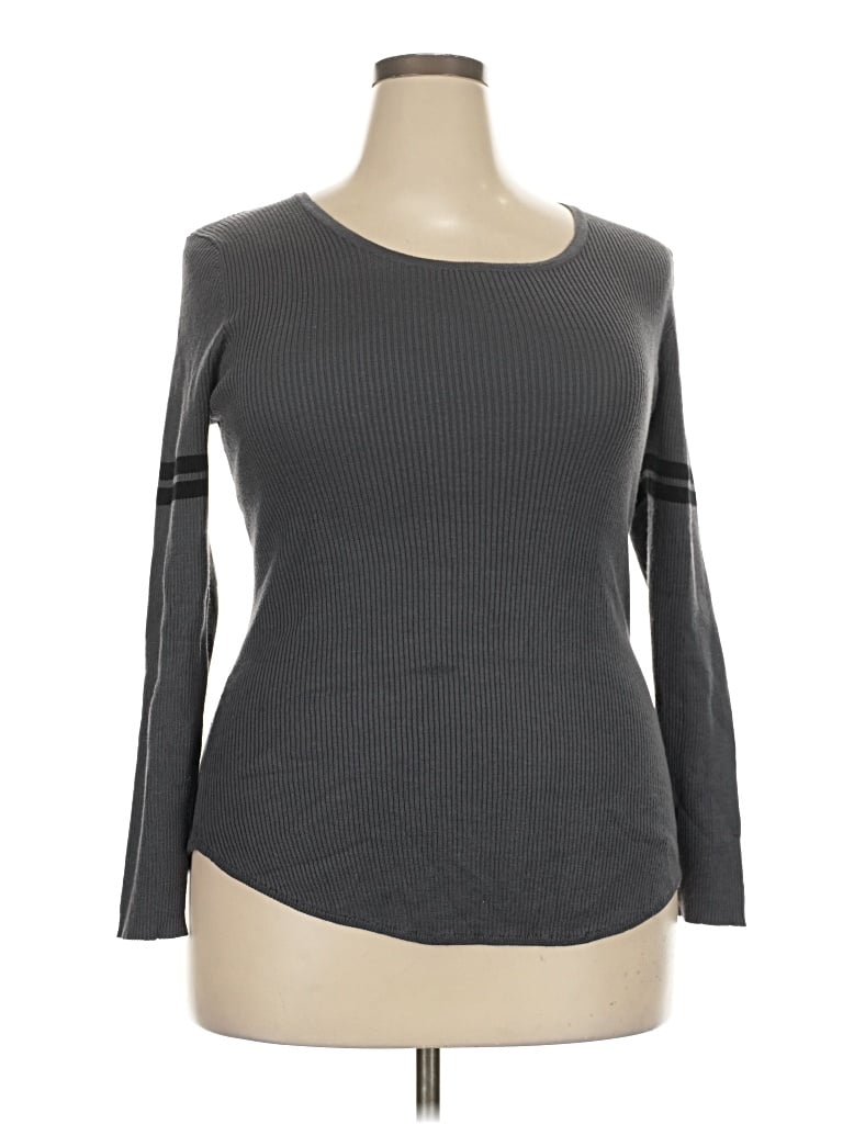 Pre-owned Derek Heart Long Sleeve T-shirt In Gray