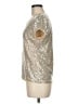 Miss Me Metallic Silver Short Sleeve Top Size M - photo 5