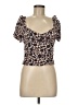 Unbranded 100% Elastic Brown Short Sleeve Top Size M - photo 1